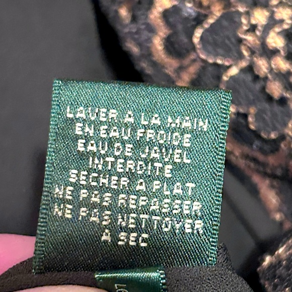 LAUREN RALPH LAUREN Skirt Womens 14 Black Gold Lace Tier MIDI Cocktail - Picture 8 of 14